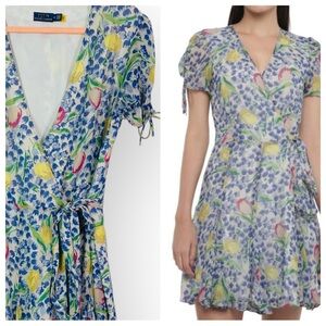 Polo Ralph Lauren Floral-Print Crinkle Wrap Dress size 12